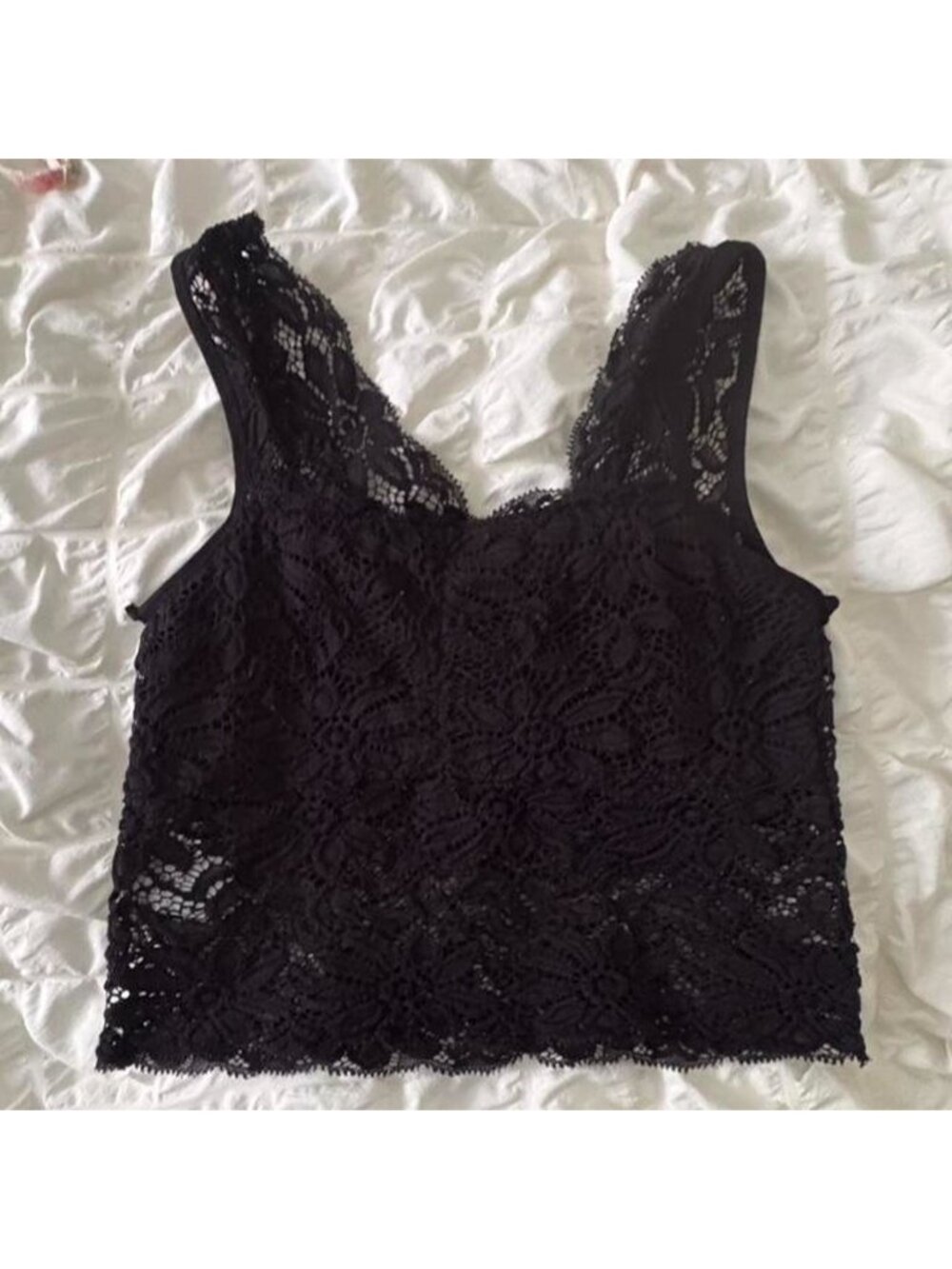 Black lace crop top with adjustable straps #goth #lace